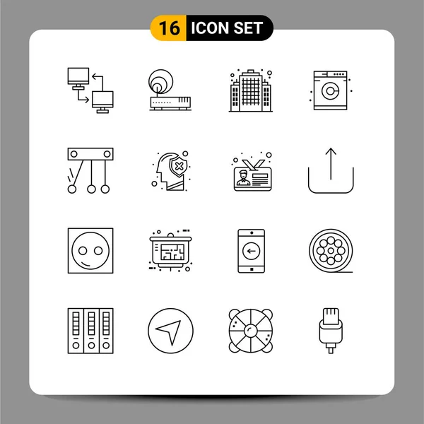Stock Vector Icon Pack Mit Linienzeichen Und Symbolen Für Raum — Stockvektor