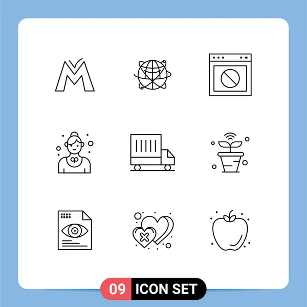 Set Modern Icons Sysymbols Signs Employee Website Internet Web Stop — Archivo Imágenes Vectoriales