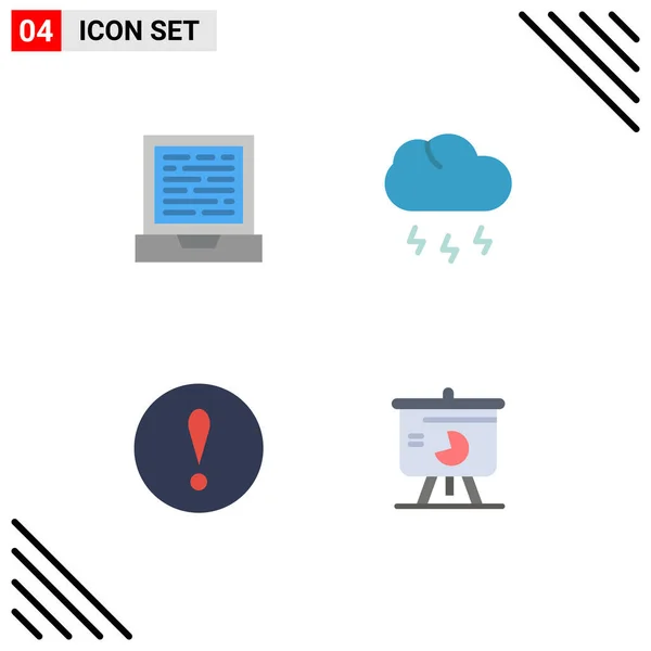 Universal Icon Sysymbols Group Modern Flat Icons Laptop Warning Cloud — Vector de stock