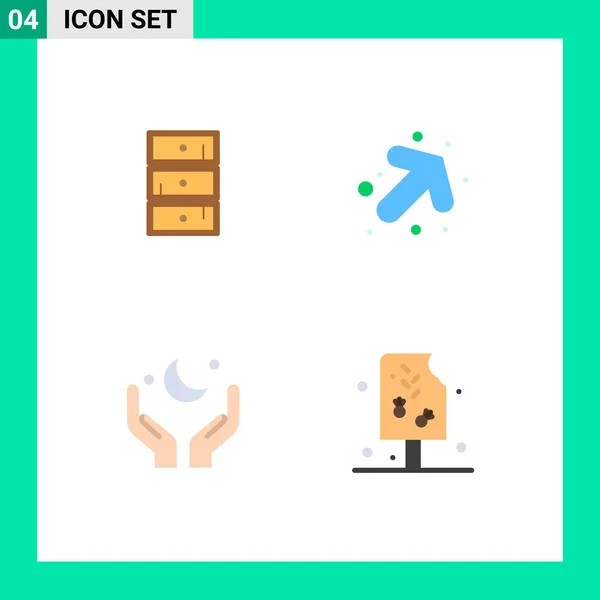 Set Commercial Flat Icons Pack Safe Moon Cupboard Right Eid — Stock Vector