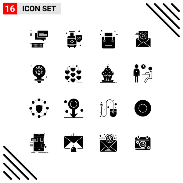 Universal Icon Symbols Group Modern Solid Glyphs Bulb Data Management — 스톡 벡터