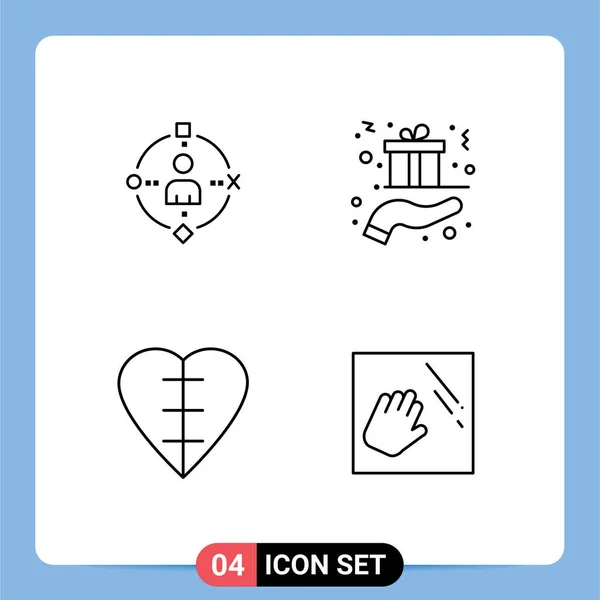 Pictogram Set Simple Filledline Flat Colors Ambient Heart Experiance Gift — Stock Vector