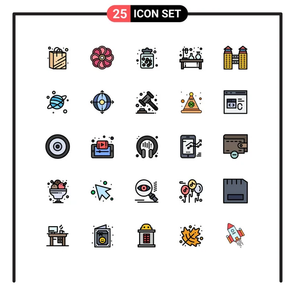 Vector Stock Icon Pack Líneas Señales Símbolos Para Construcción Laboratorio — Vector de stock