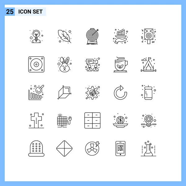 Set Modern Icons Sysymbols Signs Celebration Report Goal Marketing Graph — Archivo Imágenes Vectoriales
