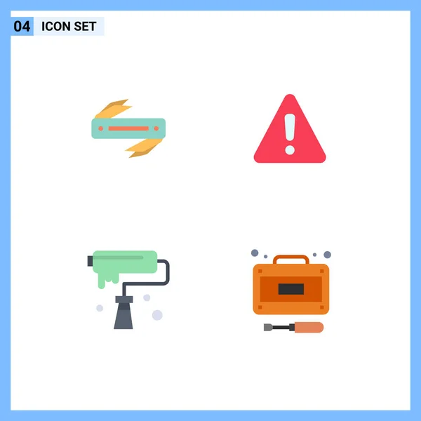 Mobile Interface Flat Icon Set Pictograms Knife Brush Blade Warning — Vector de stock