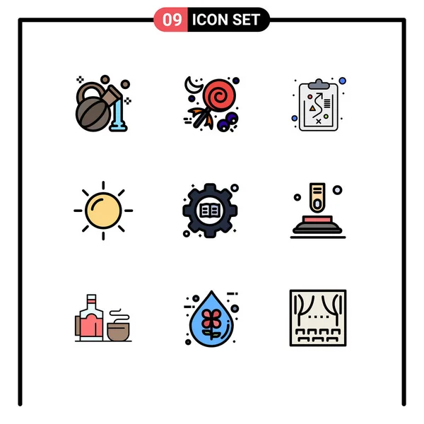 Set Modern Icons Sysymbols Signs Press Setting Management Gear Sunny — Archivo Imágenes Vectoriales