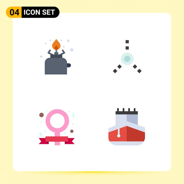 Universal Icon Symbols Group Modern Flat Icons Camping Feminism Picnic — Stock Vector