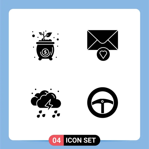 Универсальная Икона Представляет Собой Группу Современных Символов Сумка Дождь Деньги — стоковый вектор