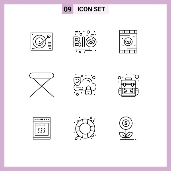 Conjunto Icones Modernos Símbolos Sinais Para Uso Doméstico Mobiliário Natureza — Vetor de Stock