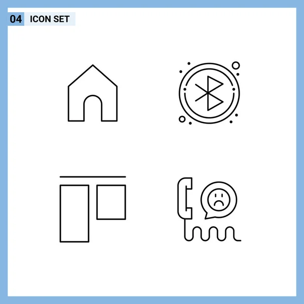 Conjunto Comercial Filledline Flat Colors Pack Para Casa Contato Bluetooth — Vetor de Stock
