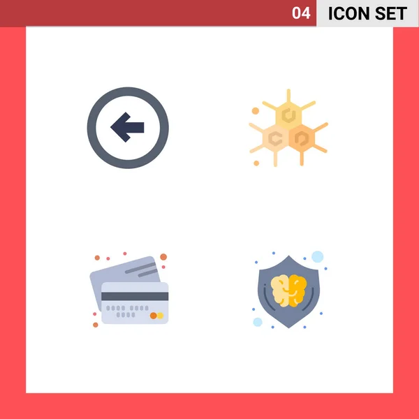 Set Commercial Flat Icons Pack Arrow Cards User Interface Molecular — Vector de stock