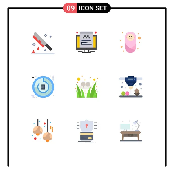 Stock Vector Icon Pack Line Signs Symbols Stopwatch Time Screen — 스톡 벡터