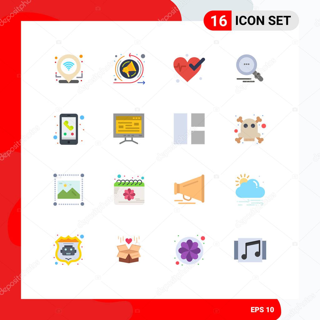 16 Universal Flat Colors Set for Web and Mobile Applications computer, phone, heart, mobile, motivation Editable Pack of Creative Vector Design Elements
