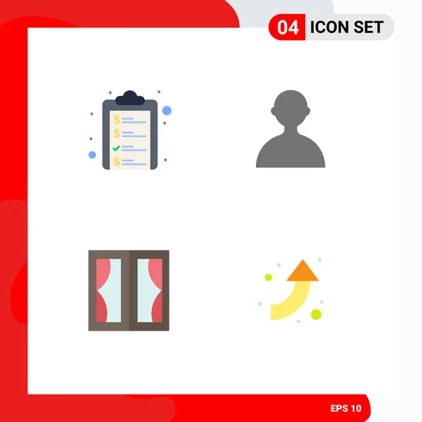 Modern Set Flat Icons Pictograph Check List Furniture Money Basic - Stok Vektor