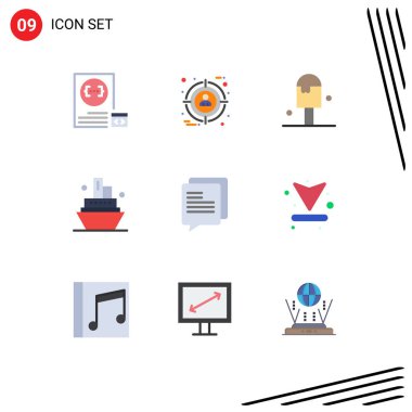 Web siteleri Mobil ve Uygulamalar için 9 Düz Renk konsepti İletişim, seyahat, kullanıcı, gemi, yaz Düzenlenebilir Vektör Tasarım Elemanları