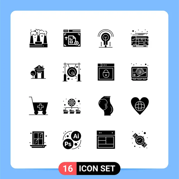 Universal Solid Glyphs Set Web Mobile Applications Home Transport Idea — Stockový vektor