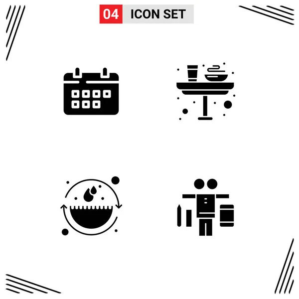 Vector Icon Pack Line Signs Symbols Calendar Lunch Appointment Dinner — 스톡 벡터