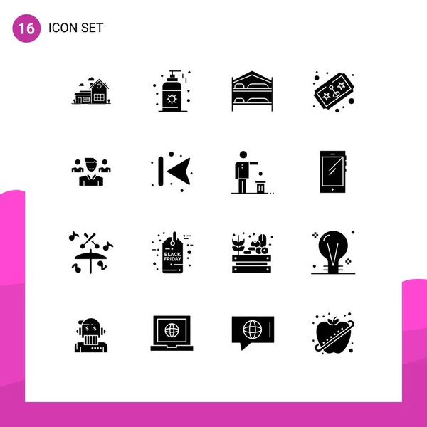 Iconos Creativos Signos Símbolos Modernos Usuario Joystick Cama Juego Ticket — Vector de stock