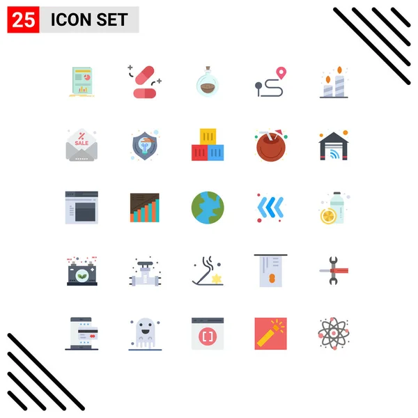 Pictogram Set Simple Flat Colors Candle Pin Perfume Navigation Location — 스톡 벡터