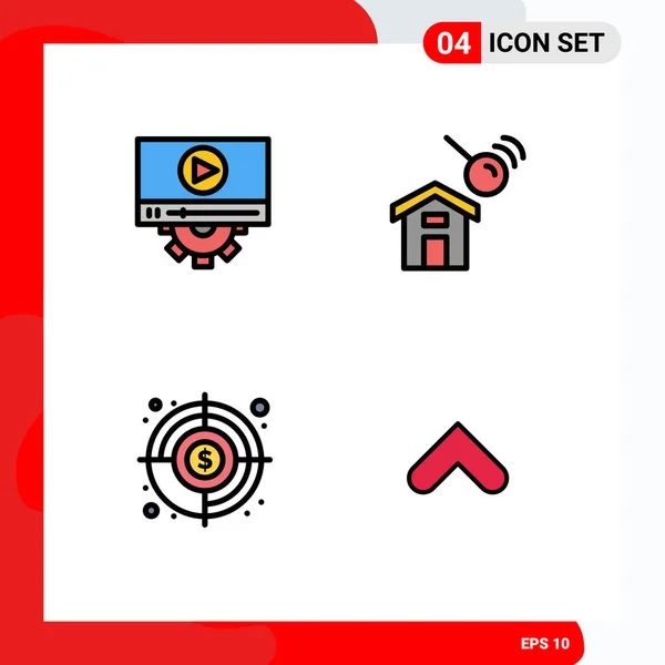 Universal Icon Simboli Gruppo Moderne Filledline Flat Colori Video Obiettivo — Vettoriale Stock