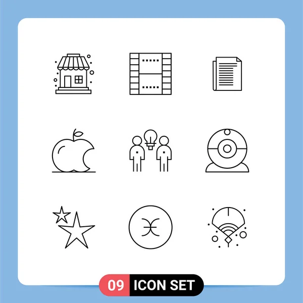 Group Modern Outlines Set People Brainstorm Document Intellect Apple Editable — Stock Vector