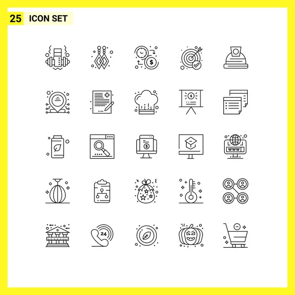 Mobile Interface Line Set Pictograms Address Construction Time Architecture Success — Stock Vector