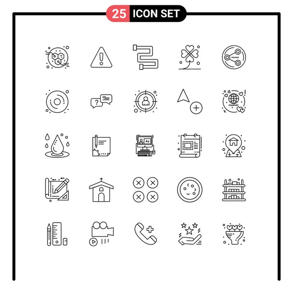 Conjunto Icones Modernos Símbolos Sinais Para Social Compartilhar Aquecimento Sorte — Vetor de Stock