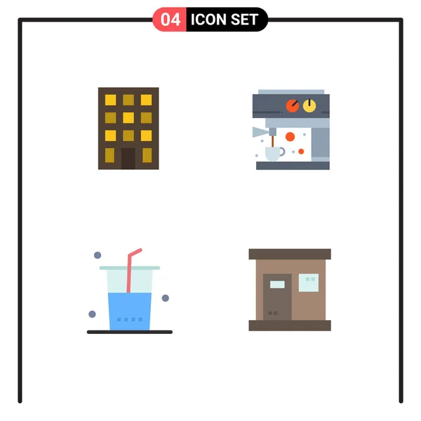 Set Modern Icons Sysymbols Signs Building Shopping Coffee Drinks Sauna — Archivo Imágenes Vectoriales