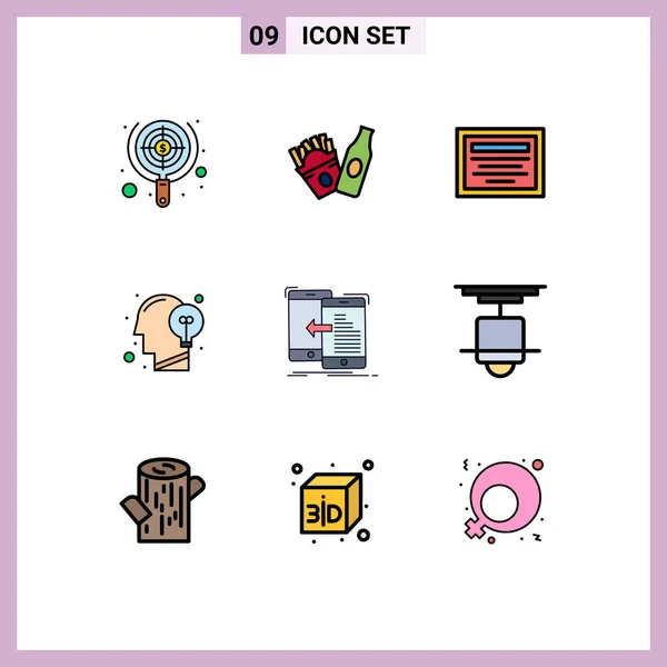 Set Modern Icons Sysymbols Signs Transfer Mind Education Idea Head — Vector de stock