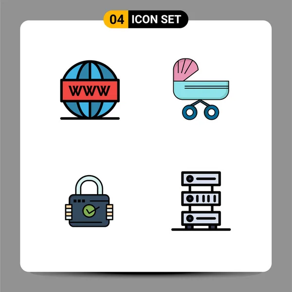 Universal Icon Symbols Group Modern Filledline Flat Colors Engine Stroller —  Vetores de Stock