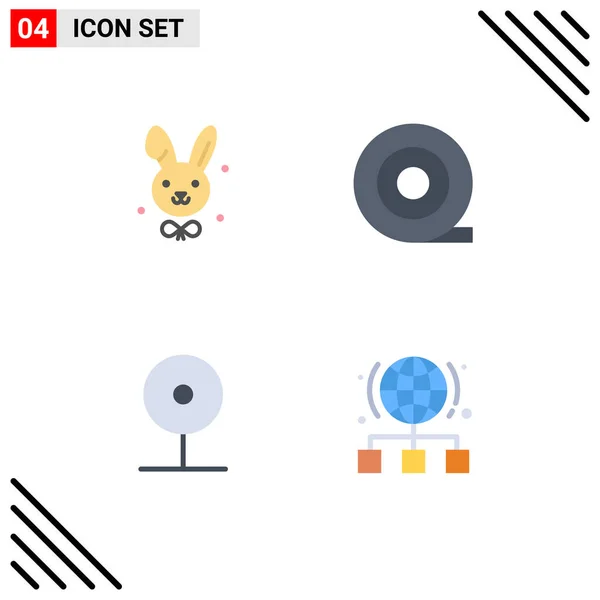 Set Van Vector Flat Icons Grid Voor Bynny Globe Tape — Stockvector