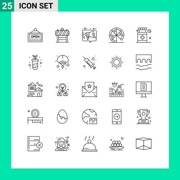 Stock Vector Icon Pack Líneas Signos Símbolos Para Hospital Pizza — Vector de stock