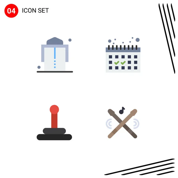 Flat Icon Pack Universal Symbols Belt Instrument Calendar Gear Sticks — Stock Vector