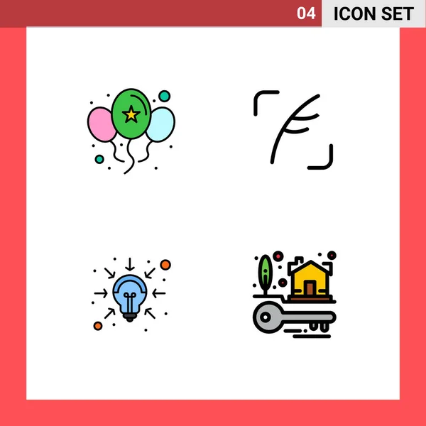 Filledline Flat Color Concept Pour Sites Web Mobile Applications Ballons — Image vectorielle