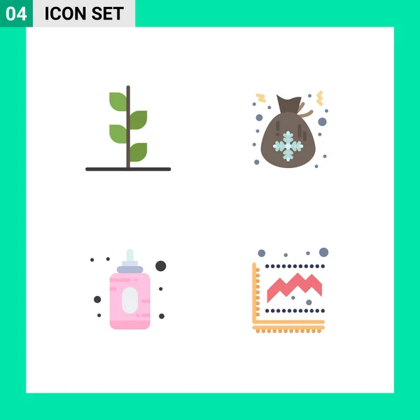 Lot Icônes Plates Commerciales Pour Forêt Enfant Arbre Noël Diagramme — Image vectorielle