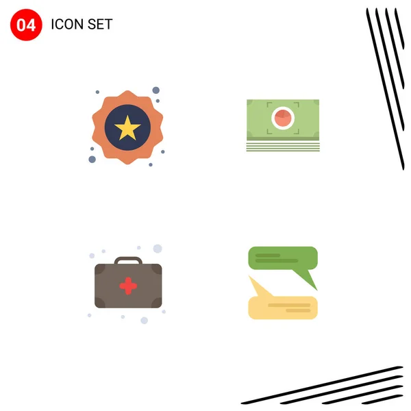 Pictogram Set Simple Flat Icons Badge Camping Shopping Cash Chatting — Stock Vector