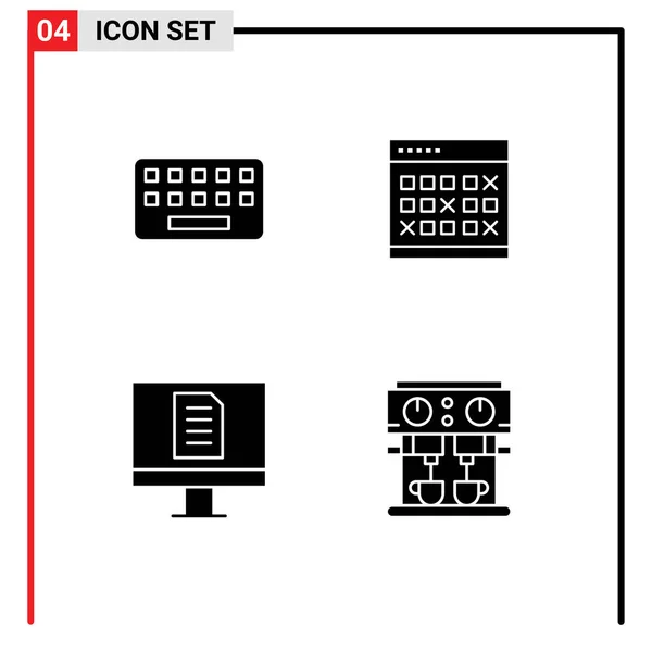 Set Van Moderne Pictogrammen Symbolen Tekenen Voor Toetsenbord Schema Sleutel — Stockvector