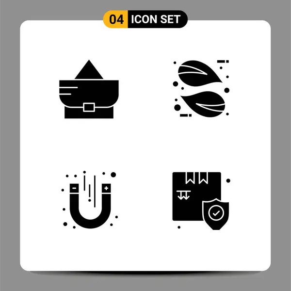 Modern Set Solid Glyphs Piktográf Táska Teszt Eco Növény Üzlet — Stock Vector