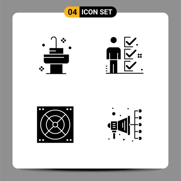 Universal Icon Symbols Group Modern Solid Glyphs Sink Bath Checklist — Διανυσματικό Αρχείο