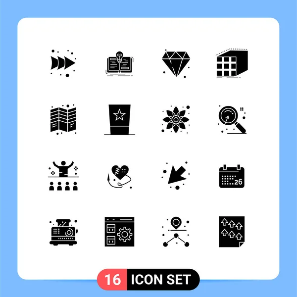 Mobile Interface Solid Gyph Set Pictograms Fold Brochure Jewelry Matrix — Vector de stock