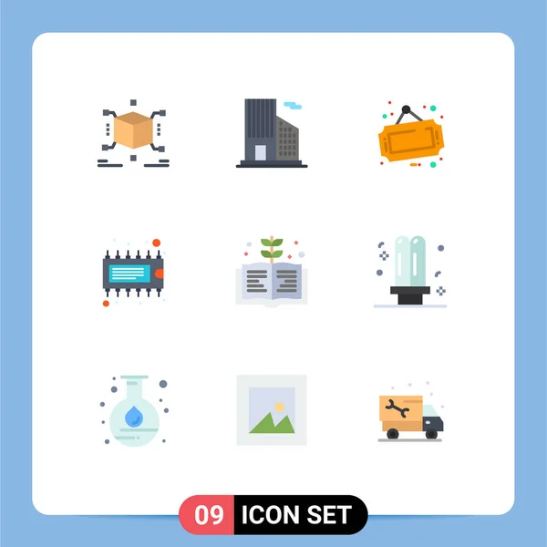 Set Modern Icons Symbols Signs Knowledge Book Board Device Editable — Stock Vector