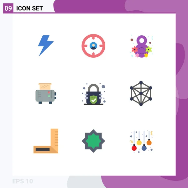User Interface Flat Color Pack Modern Signs Sysymbols Security Encryption — Vector de stock