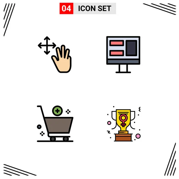 Conjunto Icones Modernos Símbolos Sinais Para Três Carrinho Espera Janela —  Vetores de Stock