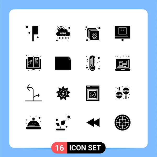 Solid Glyphs Pictograph Education Online Collection Commercial Editable Vector Design — 스톡 벡터