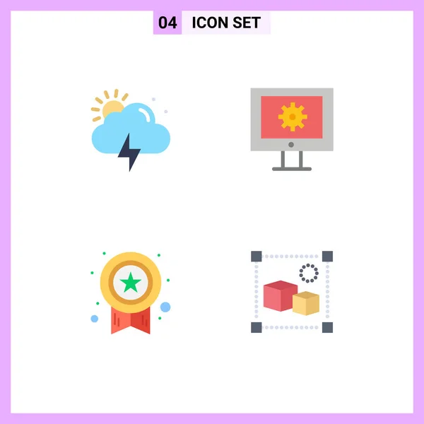 Icône Plate Pack Symboles Universels Tempête Étoile Service Support Ligne — Image vectorielle