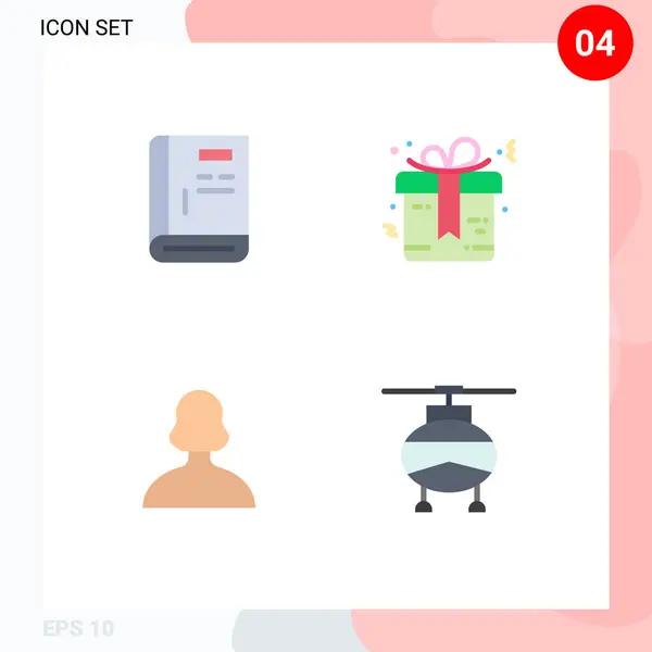 Flat Icon Concept Websites Mobile Apps Book Avatar Help Gift — Stock Vector