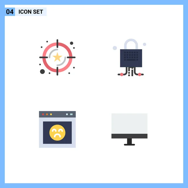 Set Commercial Flat Icons Pack Rating Error Value Server Website — Stock Vector