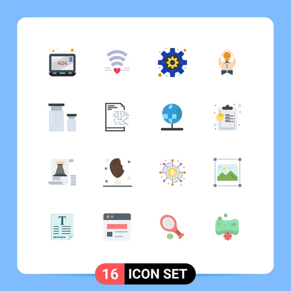 モダンな16フラットカラーのセットカラー マーケティング アイデア ビジネスの写真クリエイティブベクターデザイン要素の編集可能なパック — ストックベクタ