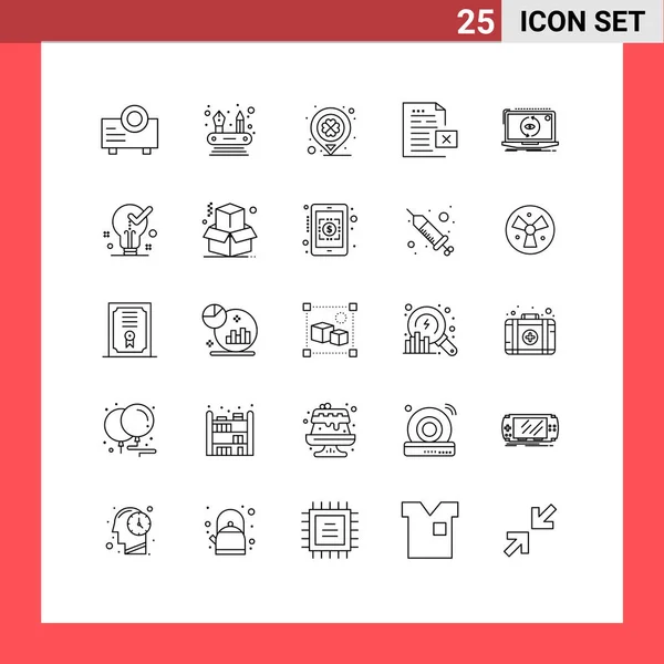 Set Modern Icons Sysymbols Signs New App Location Office Document — Vector de stock