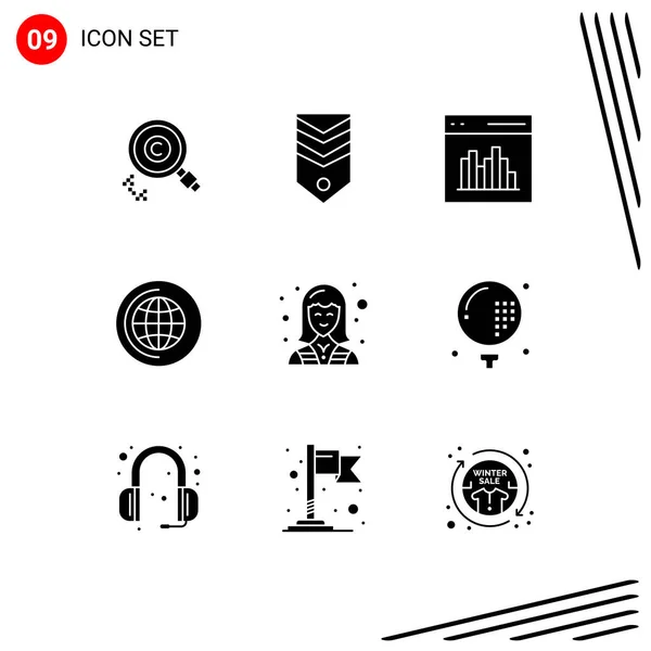 Solid Glyphs 줄무늬 사용자 Editable Vector Design Elements — 스톡 벡터